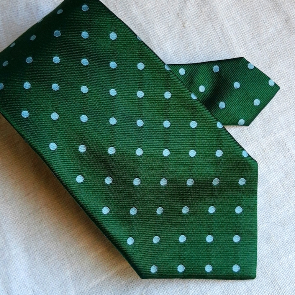 Arnys Tie extra wide, green with polka dots